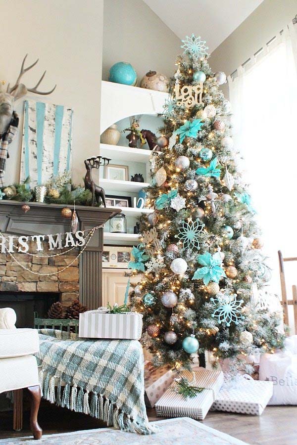 Christmas Tree Adorned With Silver, Gold And Copper dwellingdecor