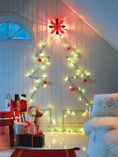 DIY Wall Light Christmas Trees dwellingdecor