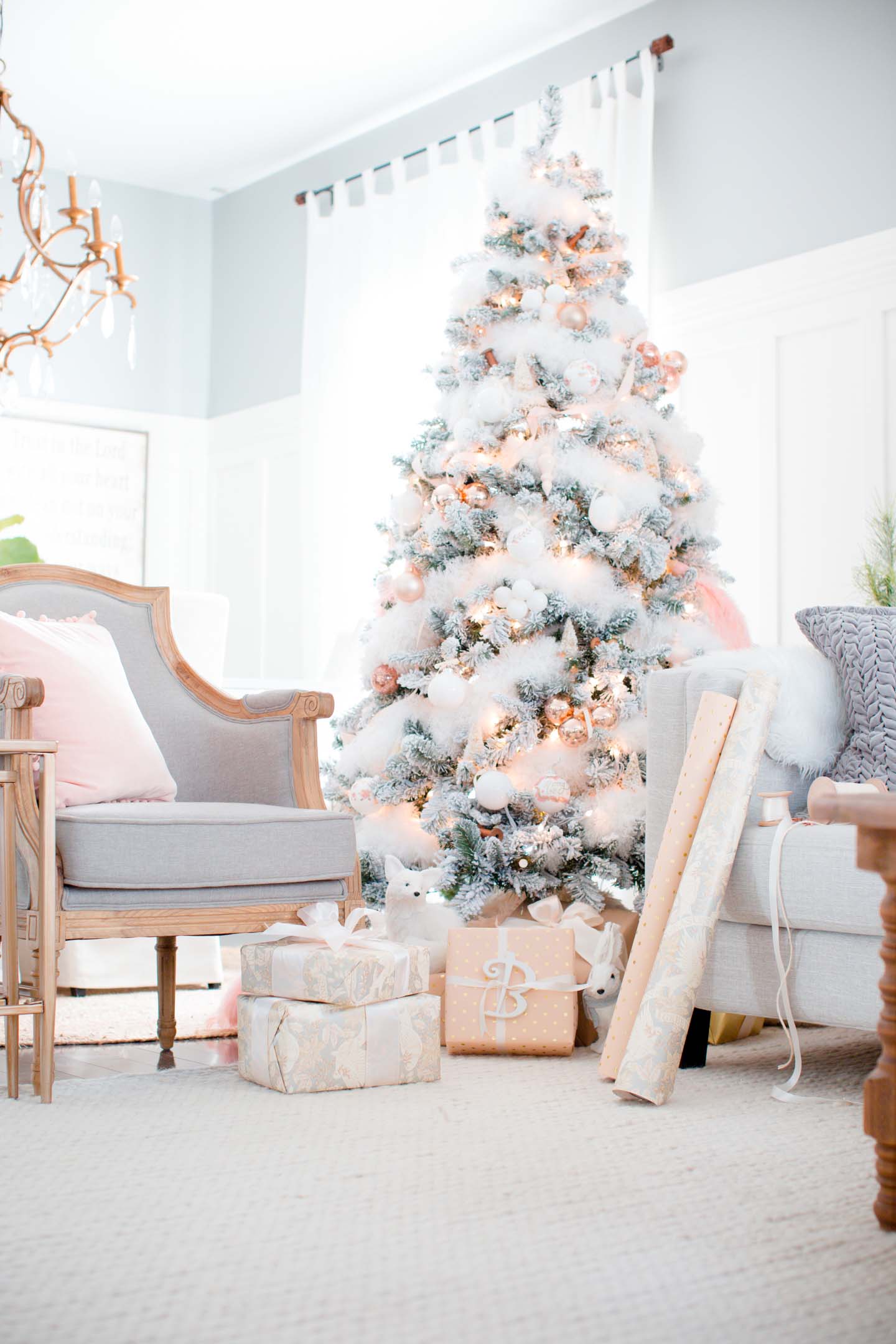 Peach Gold And White Christmas Tree dwellingdecor