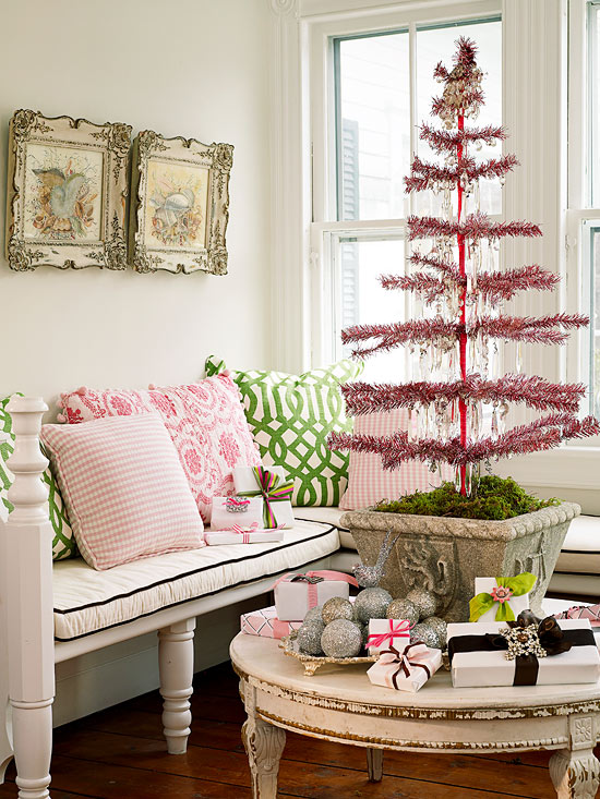 Pink-and-Green Christmas Tree dwellingdecor
