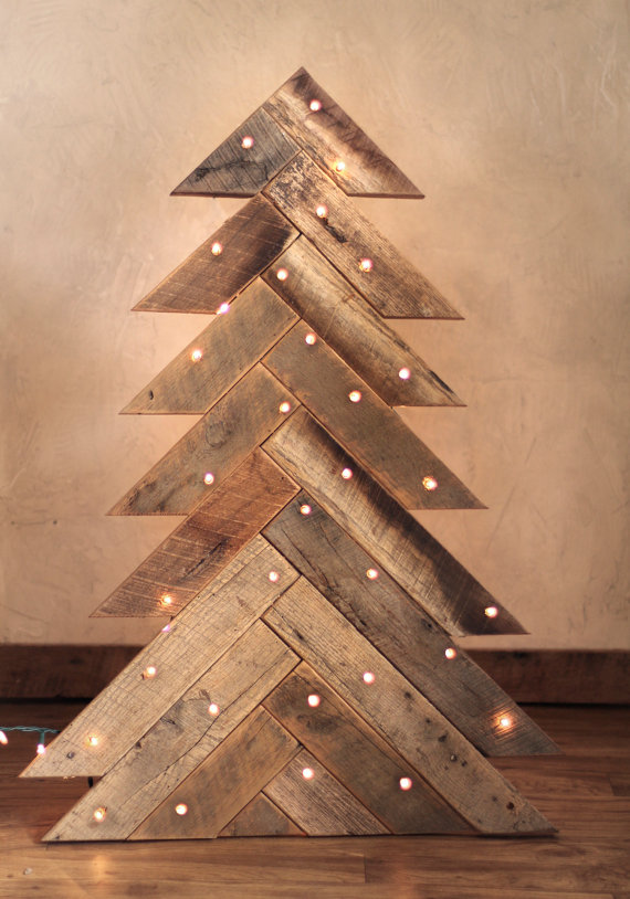 Rustic Wood Christmas Tree with optional lights Dwellingdecor