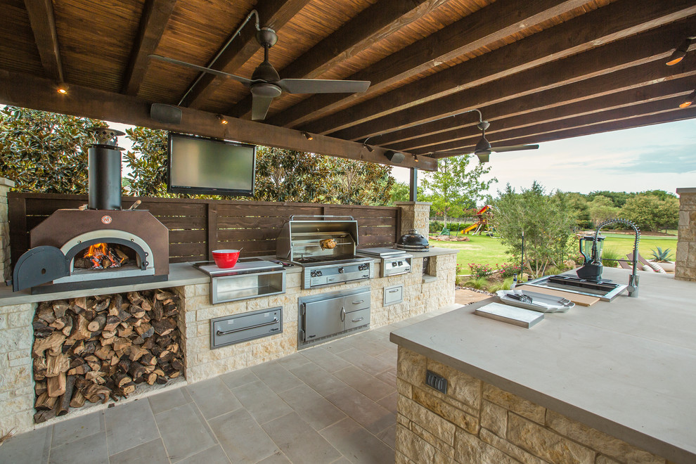 Covered patio With Gourmet Kitchen Dwellingdecor