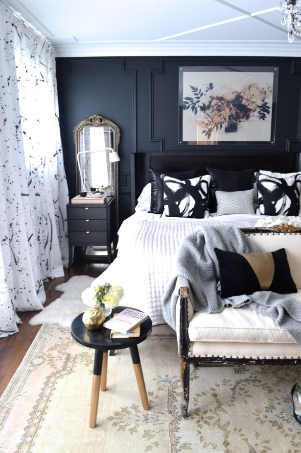 black walls to minimize matching furniture set