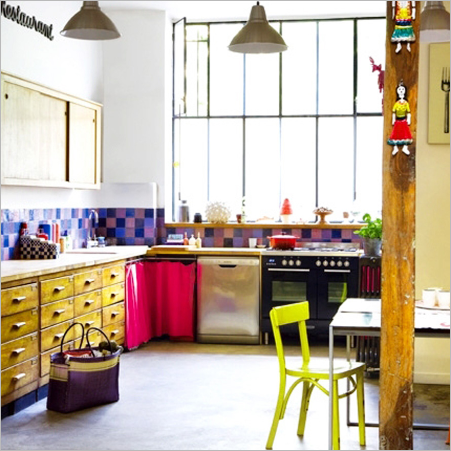 Colorful Kitchen Design Ideas Loft Kitchen With Colorful Accents