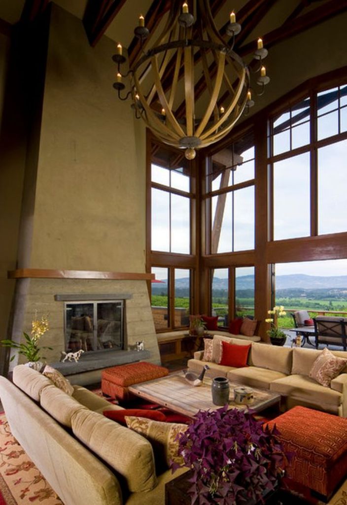 Craftsmen Inspired Living Room with High Ceiling