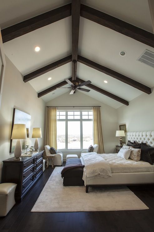 Master bedroom design with vaulted ceiling