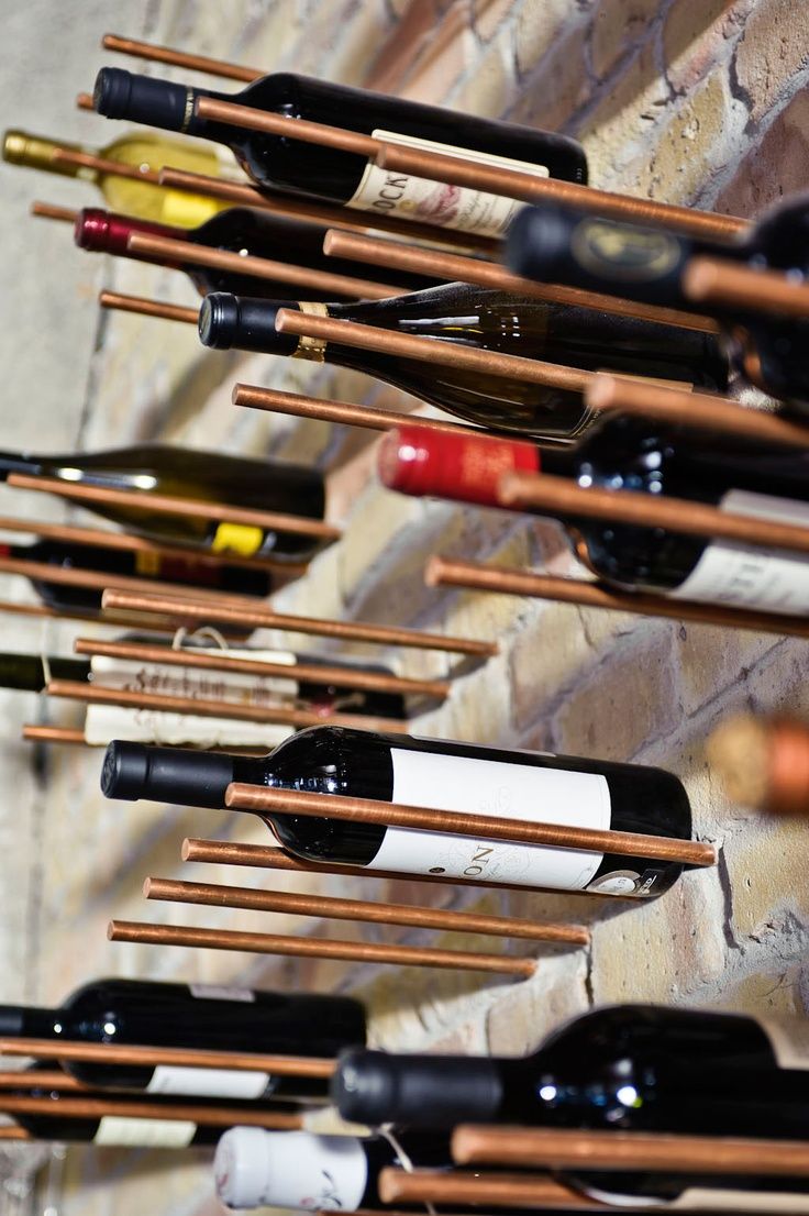 creative Copper rod wine rack idea