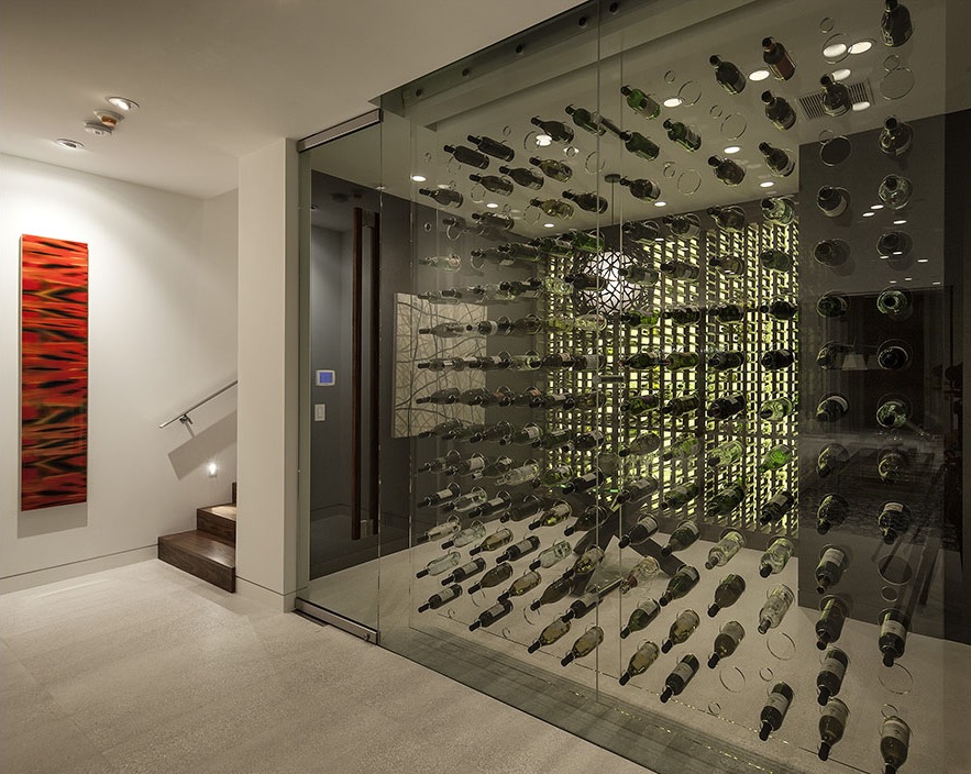 Modern glass wine cellar design