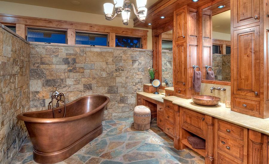 Awesome-rustic-bathroom-with-copper-bathtub