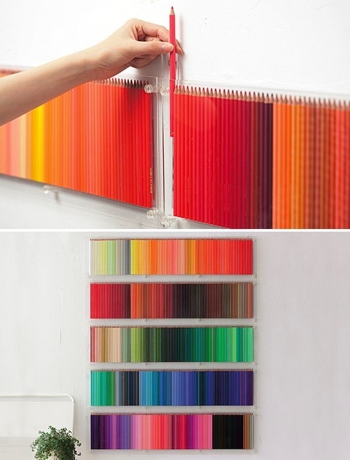 Colored Pencils Hanging On the Wall