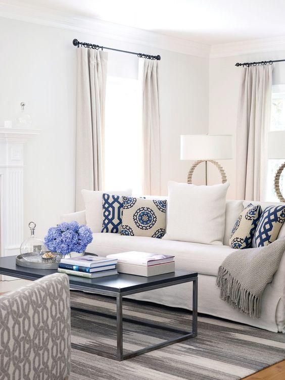 Unique Blue and White Living Room Design Ideas