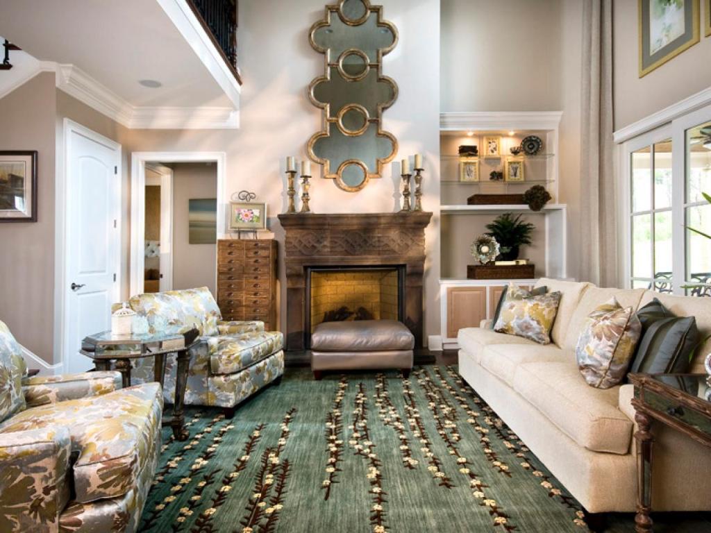 living room with big rug