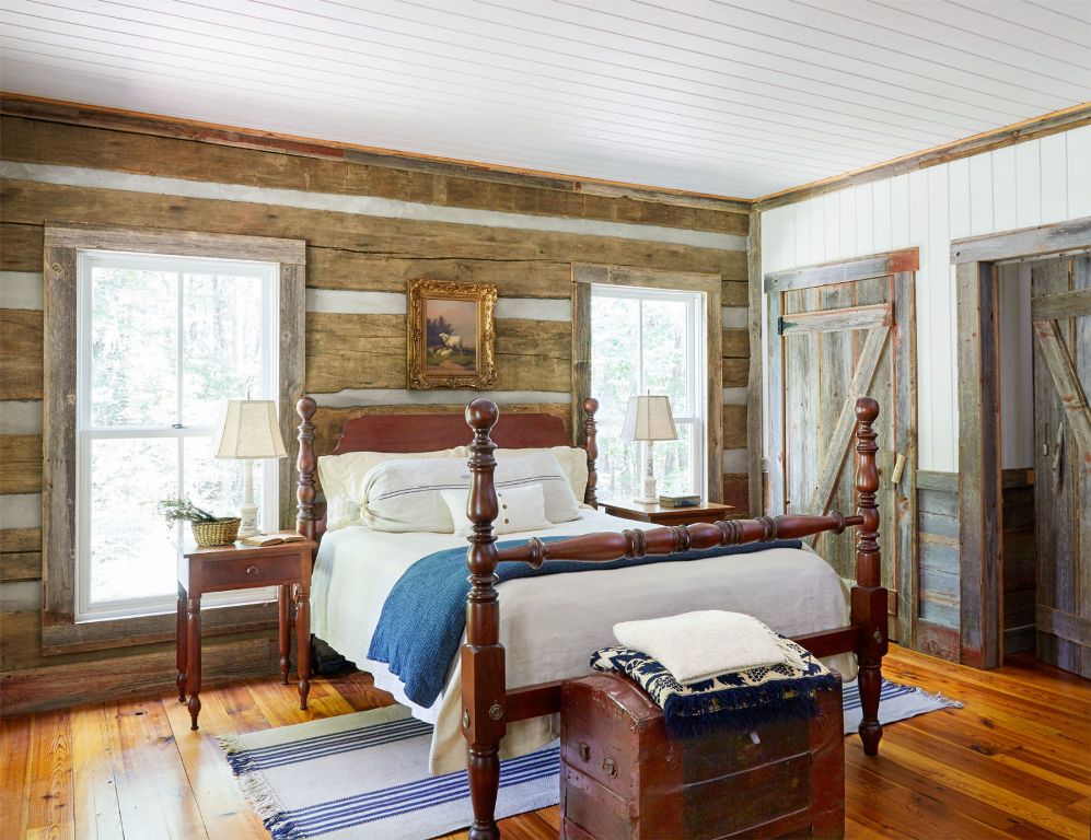 Country Farmhouse reclaimed-cabin-another-bedroom