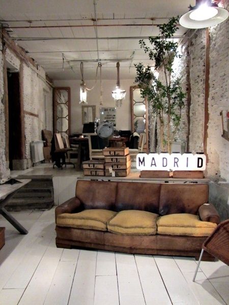 Distressed industrial living room
