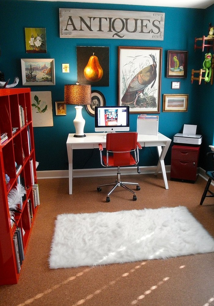 Eclectic Home Office Ideas in Cheerful Blue