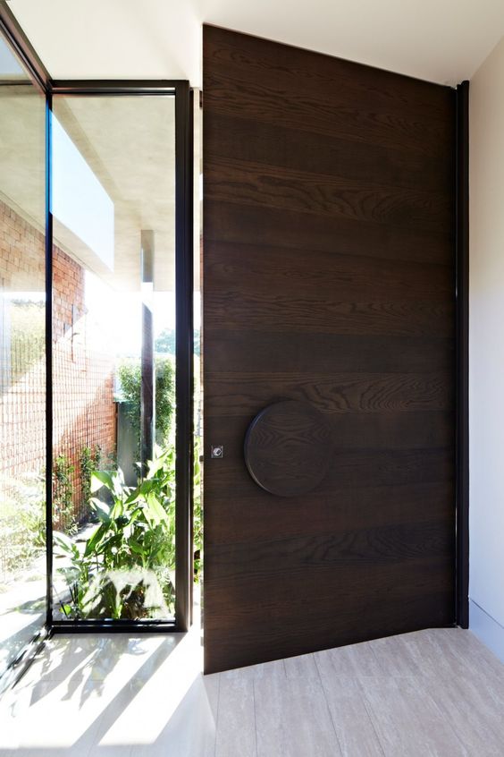 Modern oversized wood entry door