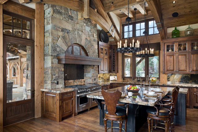 rustic kitchen with brick