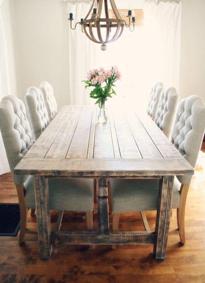 Rustic dining table with tufted Wicker Emporium dining chairs