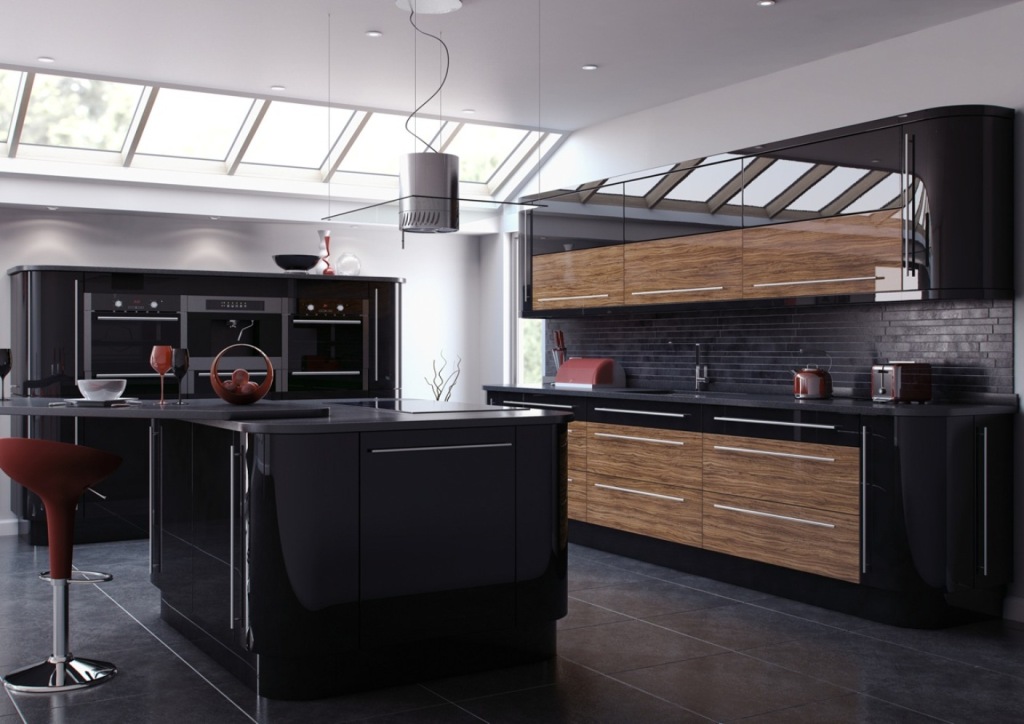 modern kitchen design with cabinets