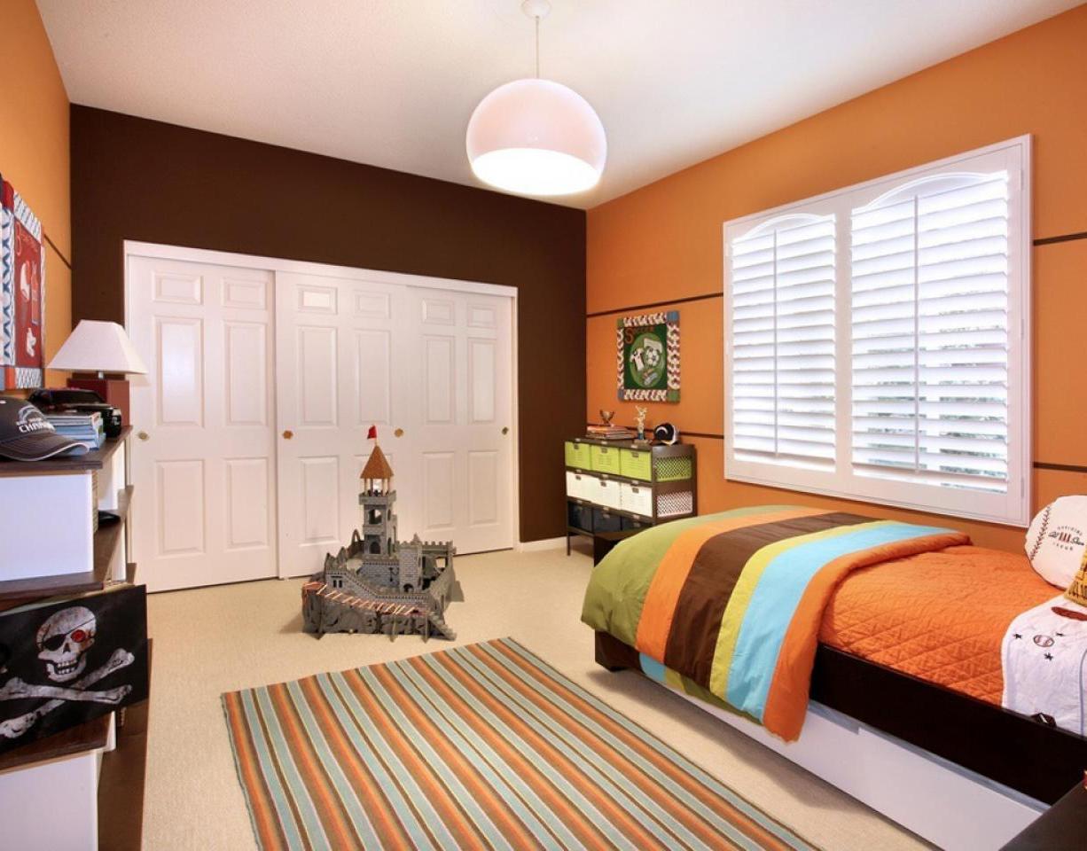 Bright Orange Color Kids Bedroom