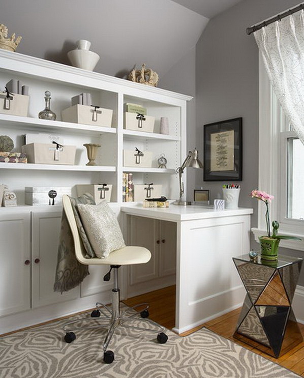 All white small home office