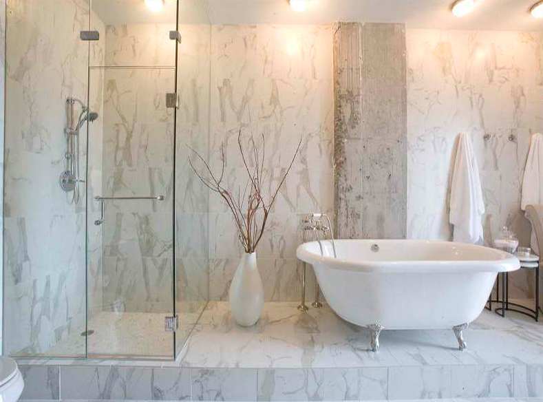 Modern Granite Bathroom With Glass Shower