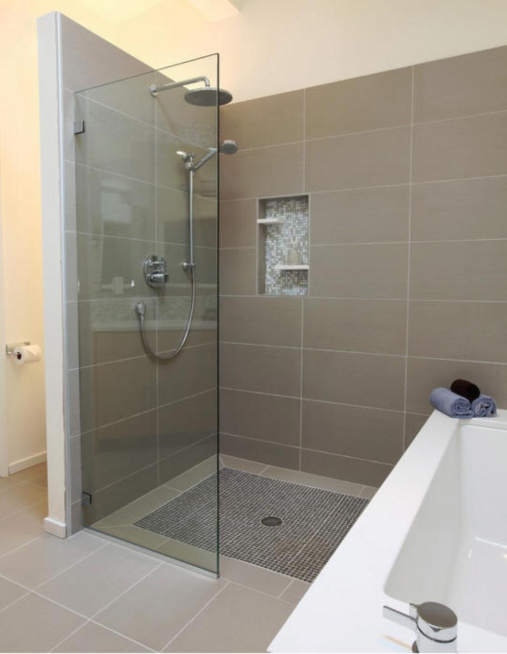Spacious Modern Bathroom With Glass Shower
