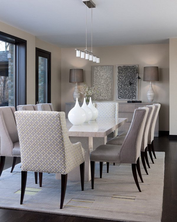 Beige Contemporary Dining Room