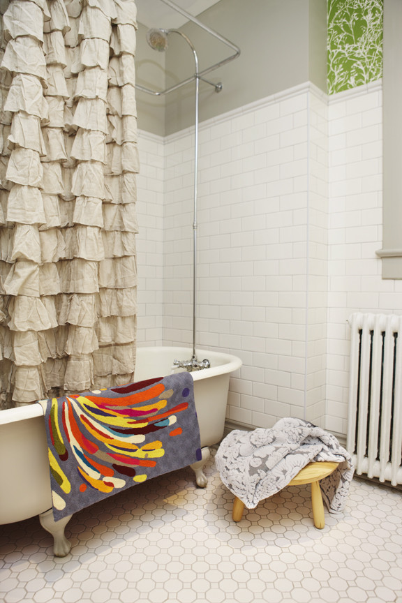 Scandinavian Small Bathroom With Anchor Shower Curtain