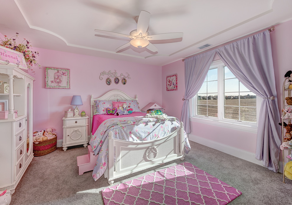 Traditional Girl Carpeted and Gray Floor Kids Dwellingdecor