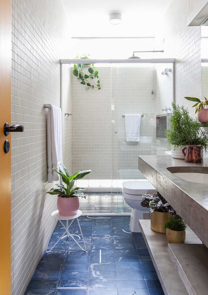 04. Bathroom decorated with plants needs light.